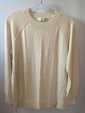 LOFT Cream Crewneck Pullover Sweater